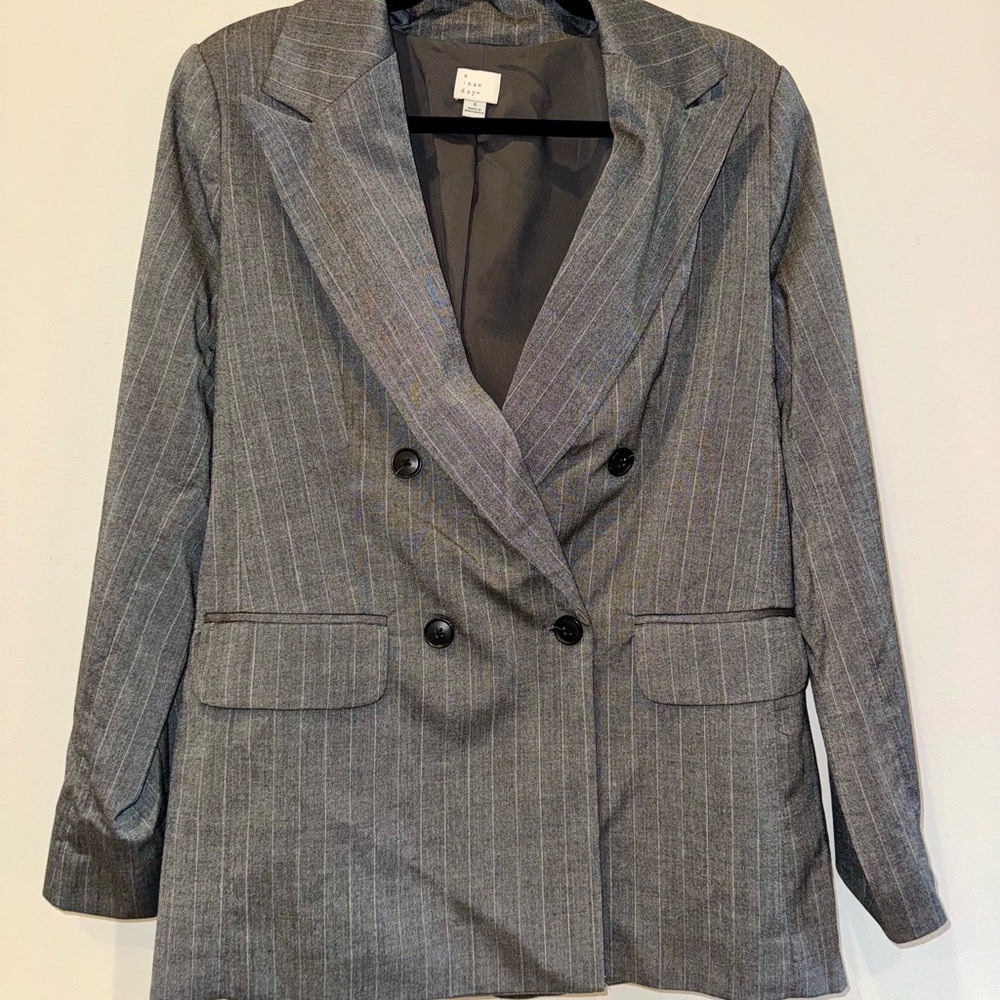 Double Breasted Gray Pinstripe Blazer - Oversized Fit (a new day - Target)